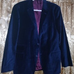 Tommy Hilfiger Navy Velvet Blazer with Burgundy Lining